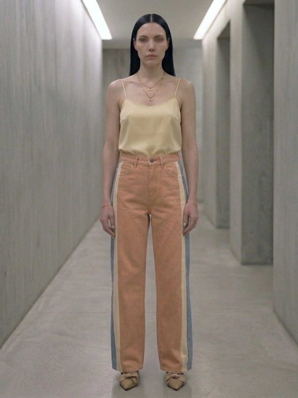 Custom Reworked Panel Denim Jeans — Multi-Tone — Wide Leg